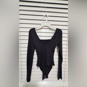 American Eagle Outfitters Black V-Neck Bodysuit